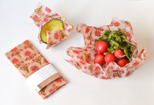 Load image into Gallery viewer, red floral beeswax wraps
