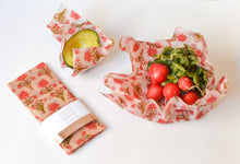 Load image into Gallery viewer, red floral beeswax wraps 
