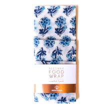 Load image into Gallery viewer, blue floral beeswax wrap 3 pack
