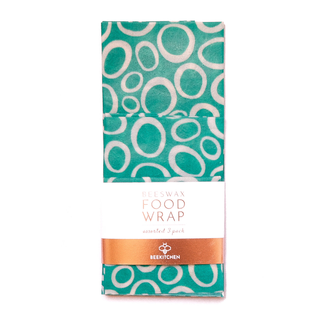 3 Pack - Beeswax Food Wraps Modern Teal