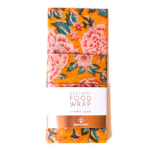 Load image into Gallery viewer, orange floral beeswax wrap 3 pack
