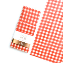 Load image into Gallery viewer, 3 Pack - Beeswax Food Wraps Red Gingham
