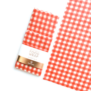 3 Pack - Beeswax Food Wraps Red Gingham