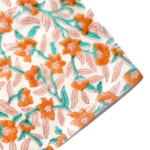 bread beeswax wrap orange and teal floral