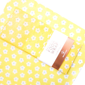 3 Pack - Beeswax Food Wraps Yellow Flowers